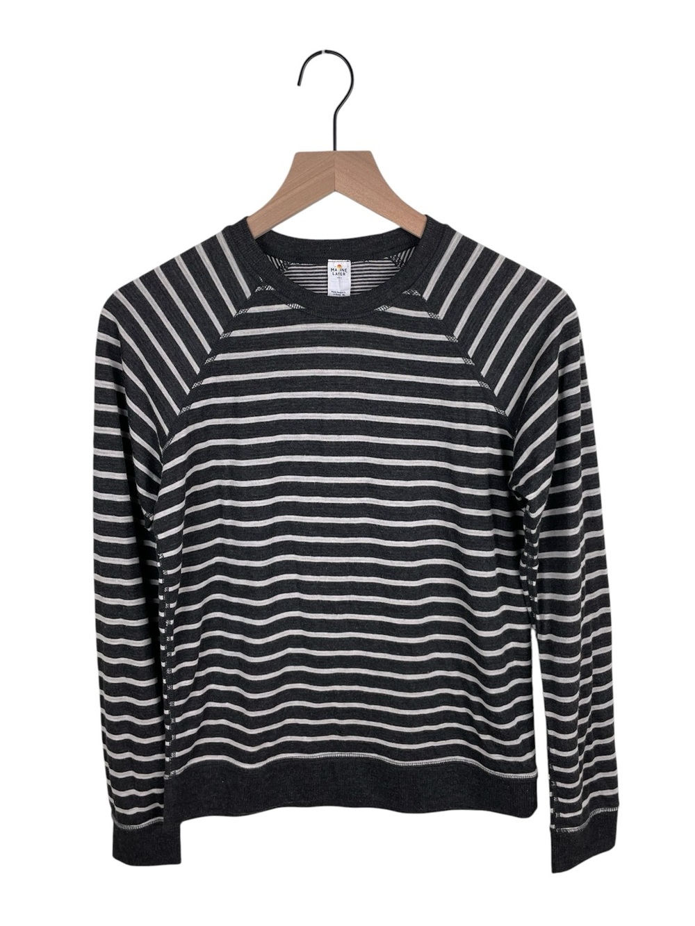 Marine Layer Reversible Raglan Sweatshirt Women's Size Small Grey White Stripe